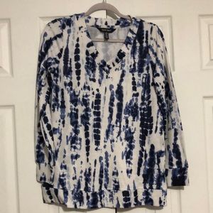 Ellen Tracy tie dye pattern v neck sweater with pockets‎ XS